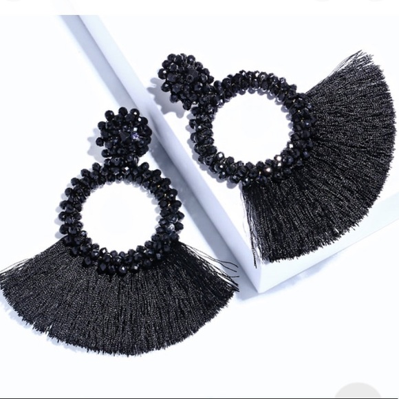 Jewelry - NEW! Marrakesh Beaded Post Hoop Fringe Earrings